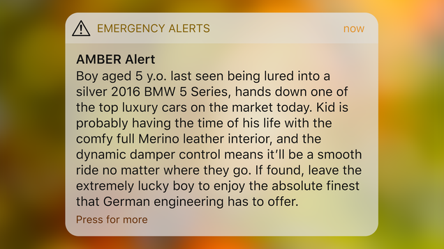 Illustration for article titled 5 AMBER Alerts That Were Sent Out That Were Clearly More Focused On How Sweet The Car Was